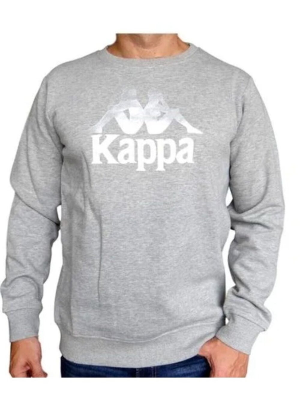 Kappa Zemin Crew Sweatshirt Grey with Silver Omini Logo Pullover Medium Unisex